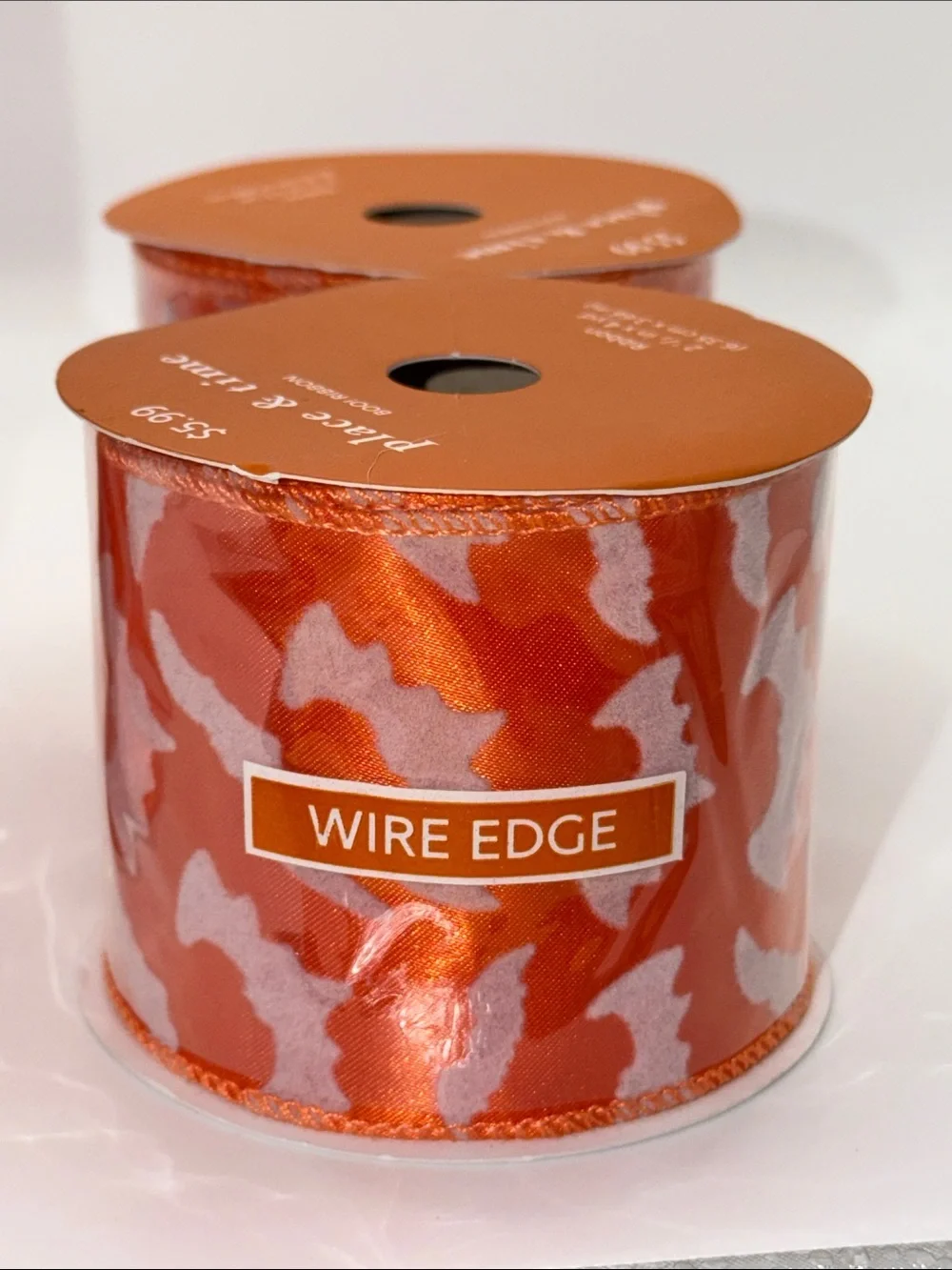 Halloween Bat Wired Edge Ribbon Spool Bundle Lot Spooky Crafting Orange
